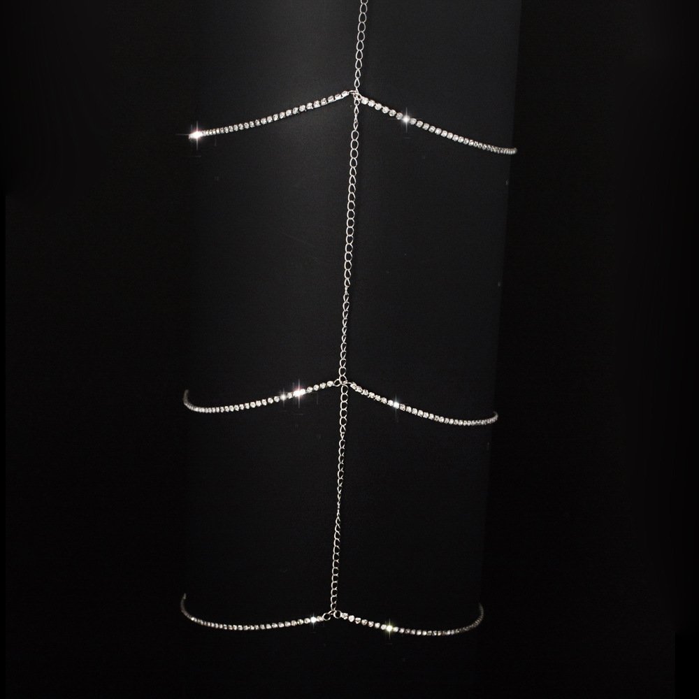 Sexy Women Shiny Rhinestone Leg Thigh Chain Body Chain 3 Layers Tassels Body Jewelry Nightclub Party Summer Beach Accessories