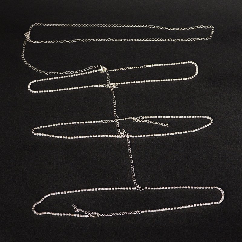 Sexy Women Shiny Rhinestone Leg Thigh Chain Body Chain 3 Layers Tassels Body Jewelry Nightclub Party Summer Beach Accessories