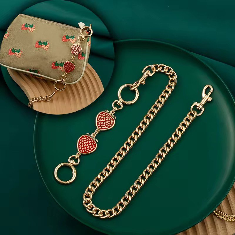 Trendy Handbag Accessories Strawberry Purse Shoulder Replacement Belt Bag Strap Extension Chain for Handbag Purse
