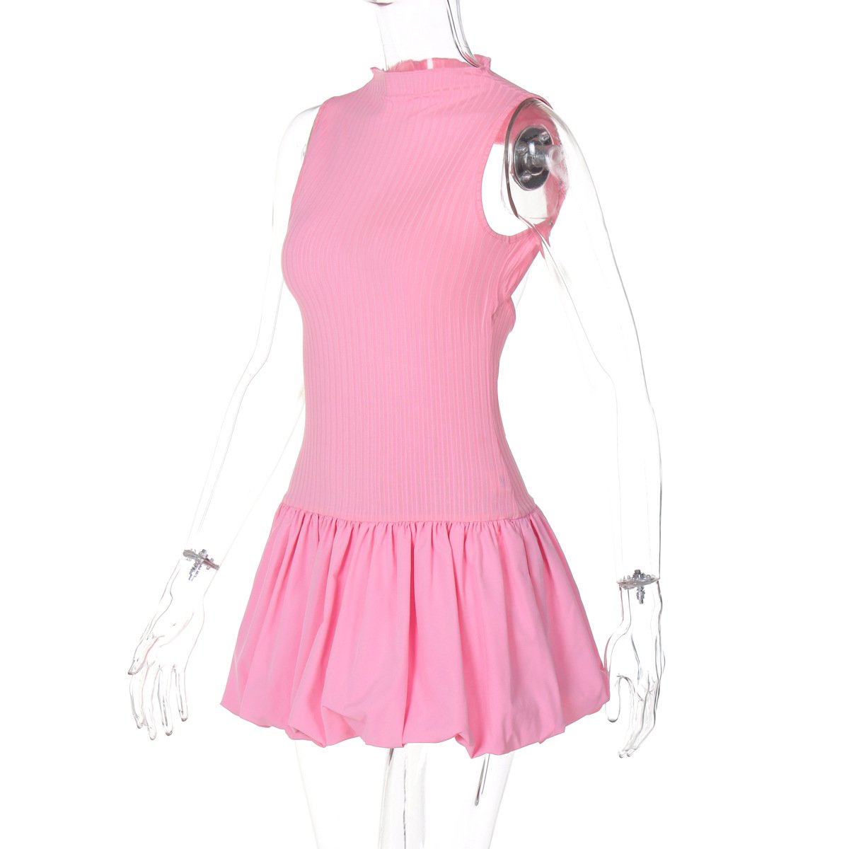 STOCK High Neck Sleeveless Women's Dress Knit Mini Dress Beachwear
