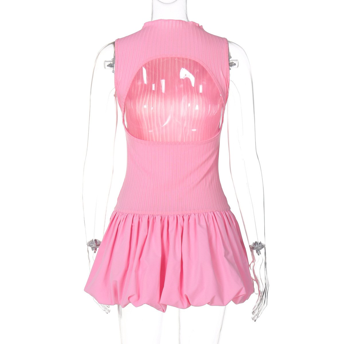 STOCK High Neck Sleeveless Women's Dress Knit Mini Dress Beachwear