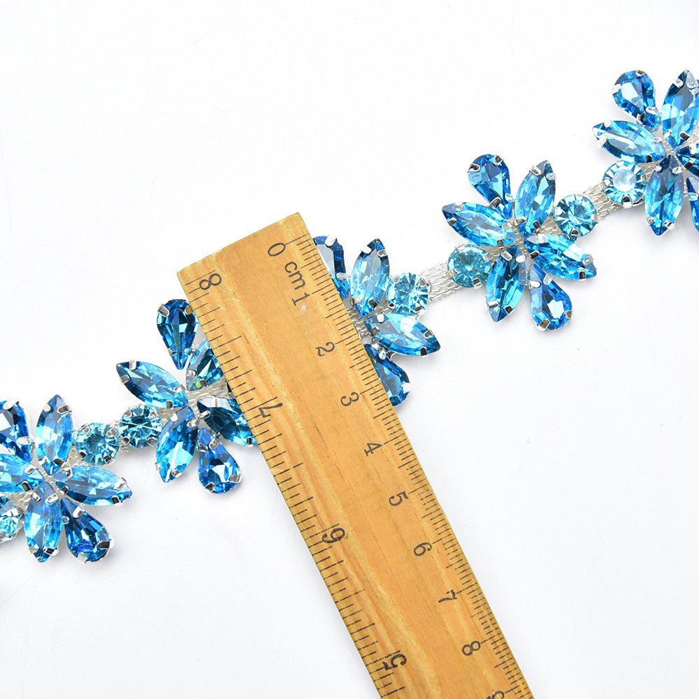 Rhinestone Flower Cup Chain Trim Sew on Applique Garment Belt Decoration Vamp Dress Accessories Crystal Horse Eye Acrylic Tassel