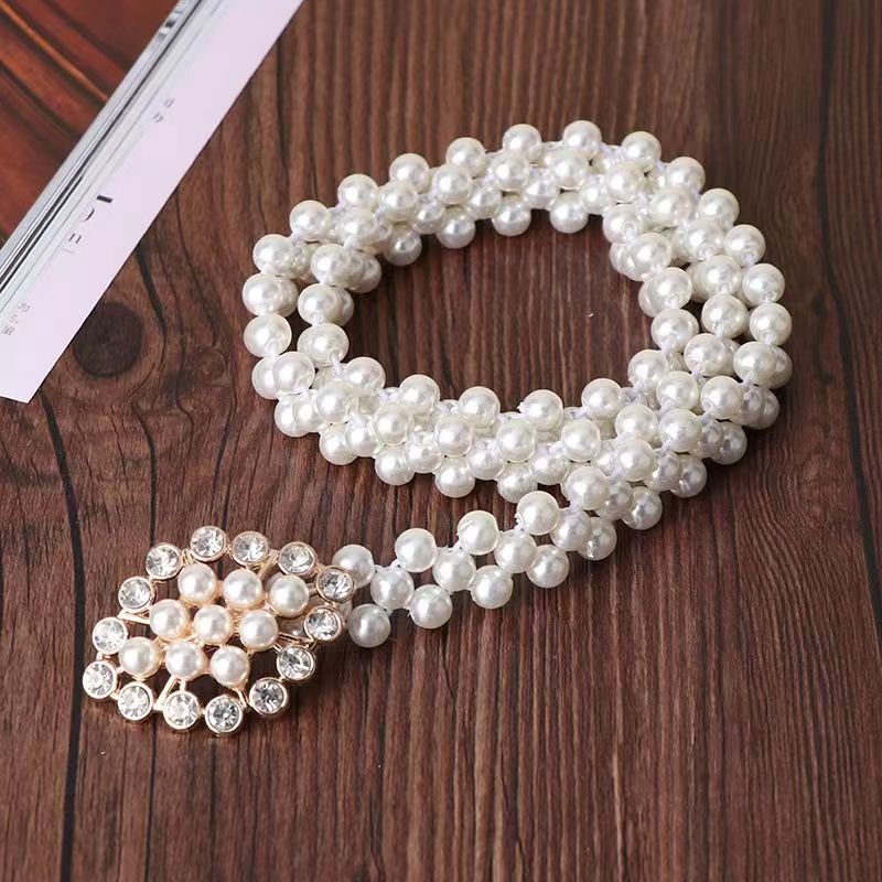 Women's Pearl Chain Belt Women Waist Korean Rhinestone Pearl Decorative Ladies Dress Waist Chain Belt Wholesale Waist Chain Belt