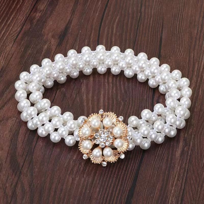 Women's Pearl Chain Belt Women Waist Korean Rhinestone Pearl Decorative Ladies Dress Waist Chain Belt Wholesale Waist Chain Belt