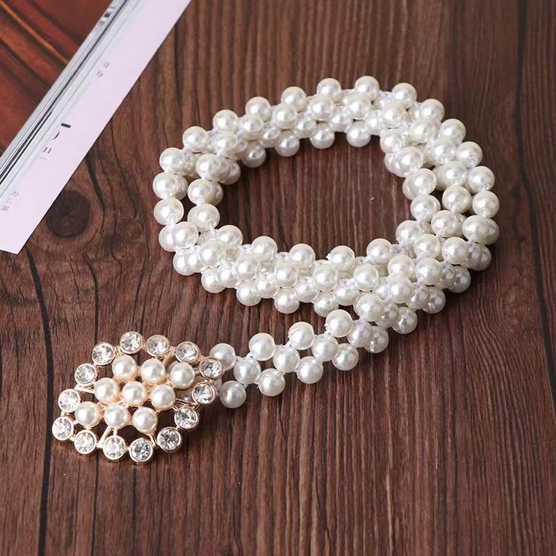 Women's Pearl Chain Belt Women Waist Korean Rhinestone Pearl Decorative Ladies Dress Waist Chain Belt Wholesale Waist Chain Belt