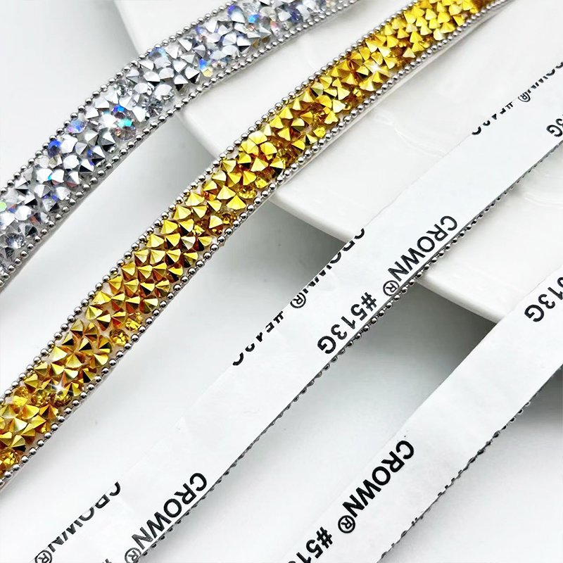 Tongshin Point Resin Rhinestones Ribbon Stress Resin Crystal Rhinestone sheet Tape Trim women accessories