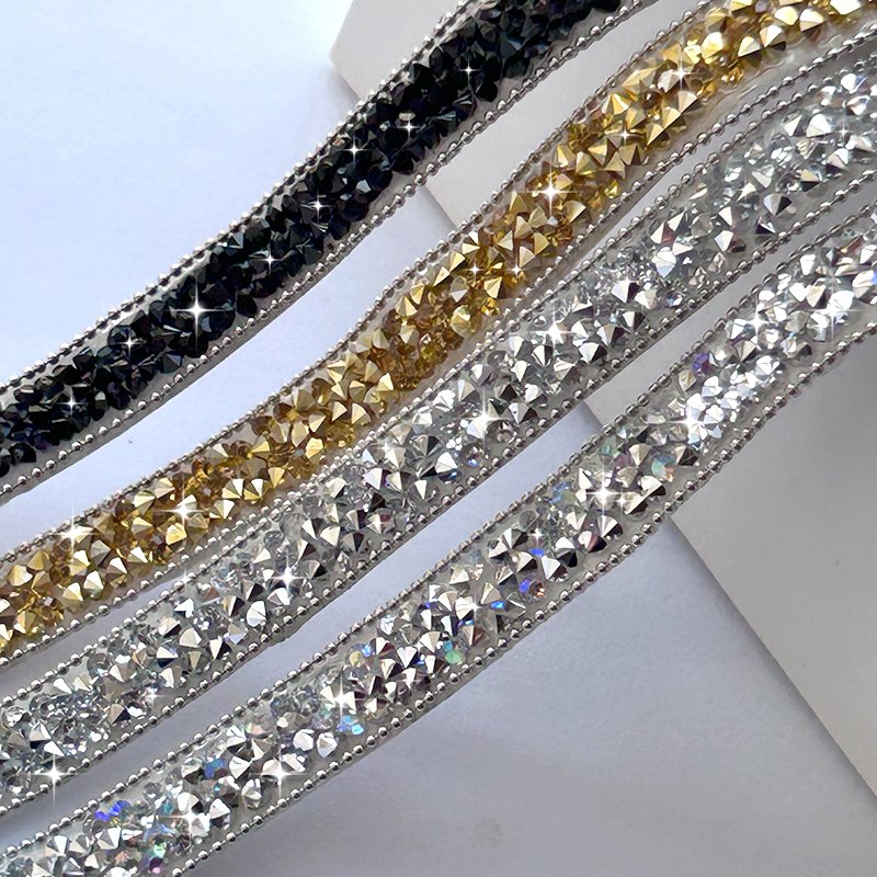Tongshin Point Resin Rhinestones Ribbon Stress Resin Crystal Rhinestone sheet Tape Trim women accessories