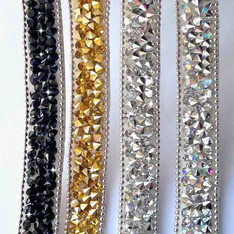 Tongshin Point Resin Rhinestones Ribbon Stress Resin Crystal Rhinestone sheet Tape Trim women accessories