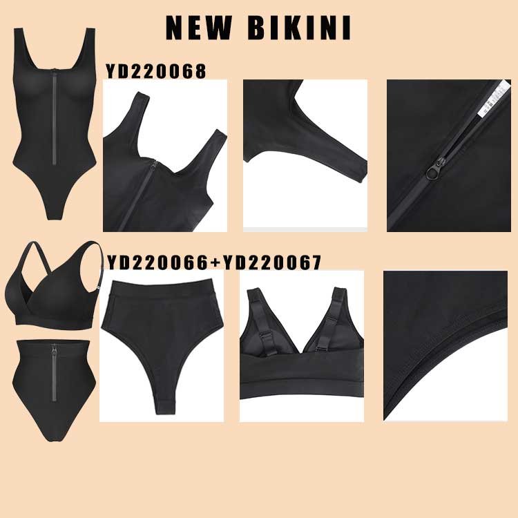 HEXIN custom logo one two piece high waist workout wholesale women bikini swimwear swimsuits shapewear bodysuits bikini set