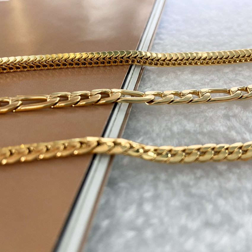 Vintage Men Women Jewelry Cuban Link Curb Chain Necklaces 18K Gold Plated Stainless Steel Multi Chains Necklaces