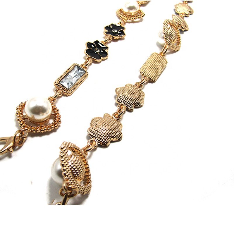 Hot Sale Women Hip Fashion Belt High Waist Gold Plate Metal Chain 116cm Flower Charm Buckle Chain For Women