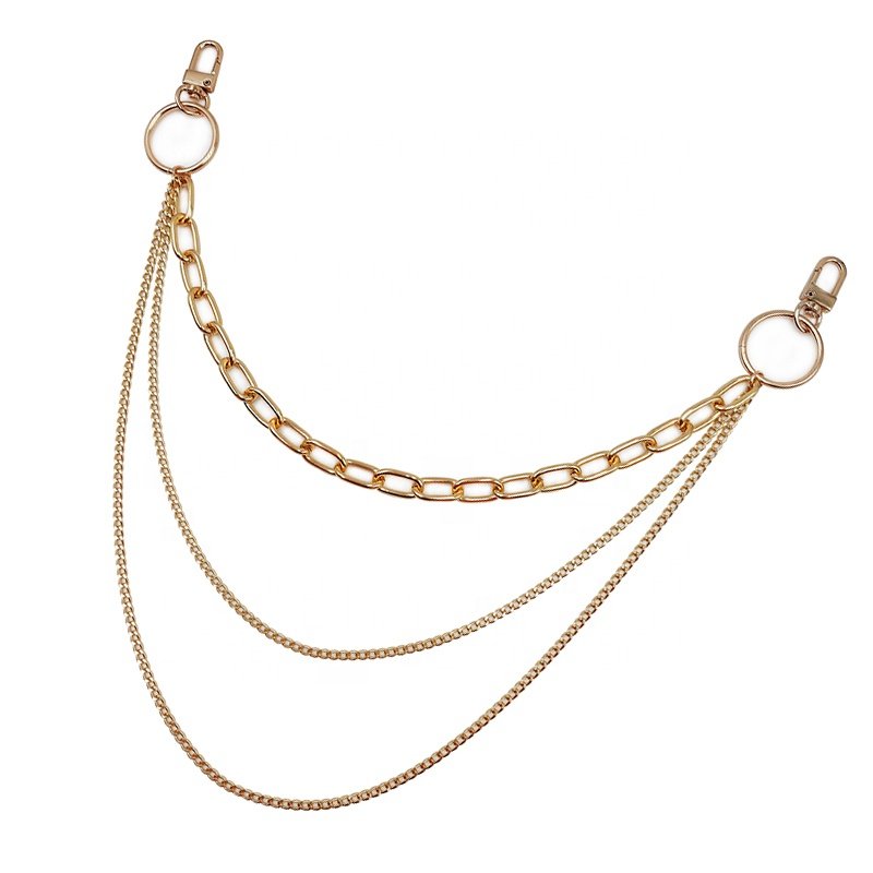 Free Sample Multi-Style Metal Layer Punk Rock Metal Hip Hop Pants Chain Belt Pants Shoe Unisex Trouser Chain
