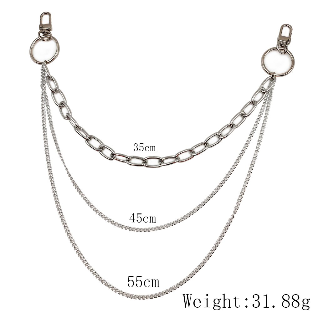 Free Sample Multi-Style Metal Layer Punk Rock Metal Hip Hop Pants Chain Belt Pants Shoe Unisex Trouser Chain