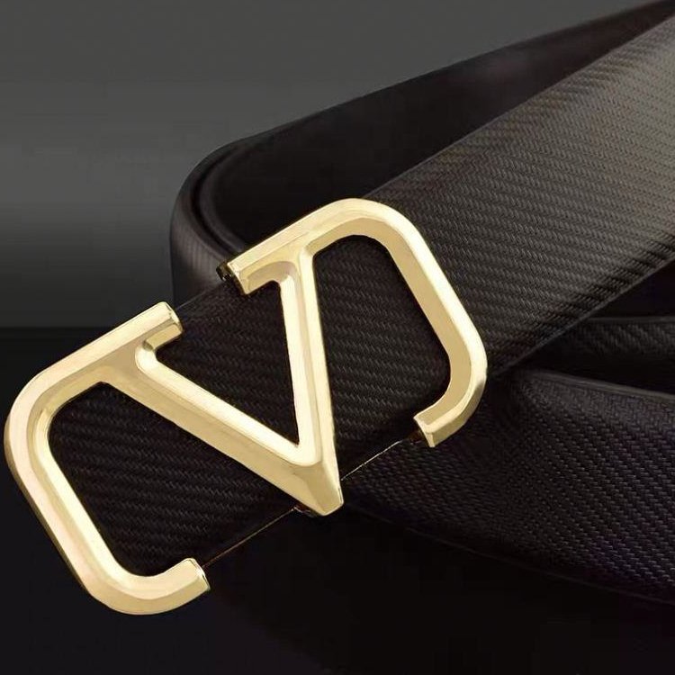 Wholesale Custom V letter belt for women's western belt buckles pu leather belt full-grain leather