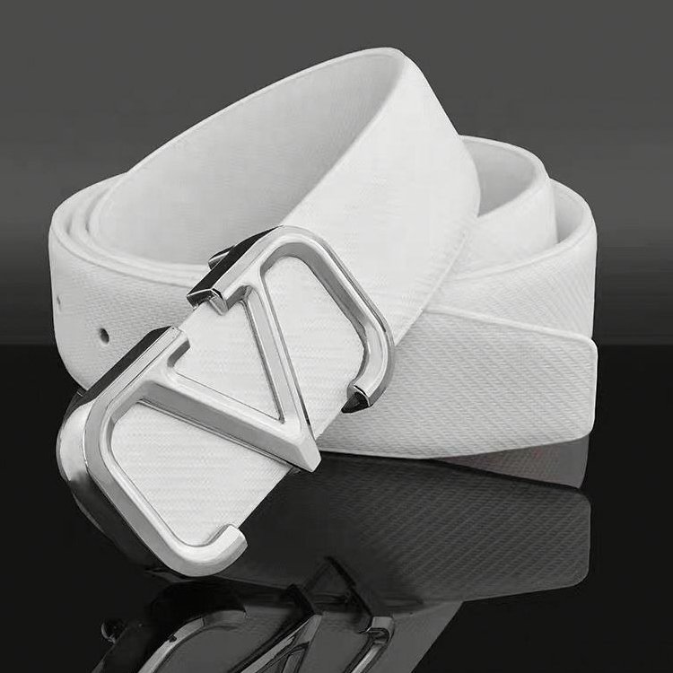 Wholesale Custom V letter belt for women's western belt buckles pu leather belt full-grain leather