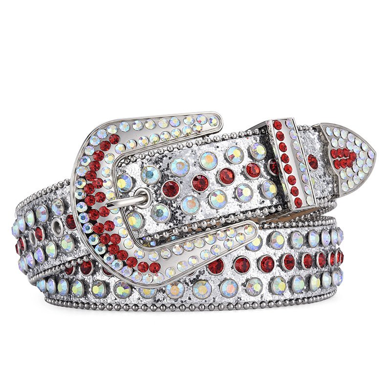 Simon Sparkle BB Custom Crystal Studded Rhinestone Belt for Men Bling Bling Diamond Cowboy for Women Fabric Belts Custom Buckle