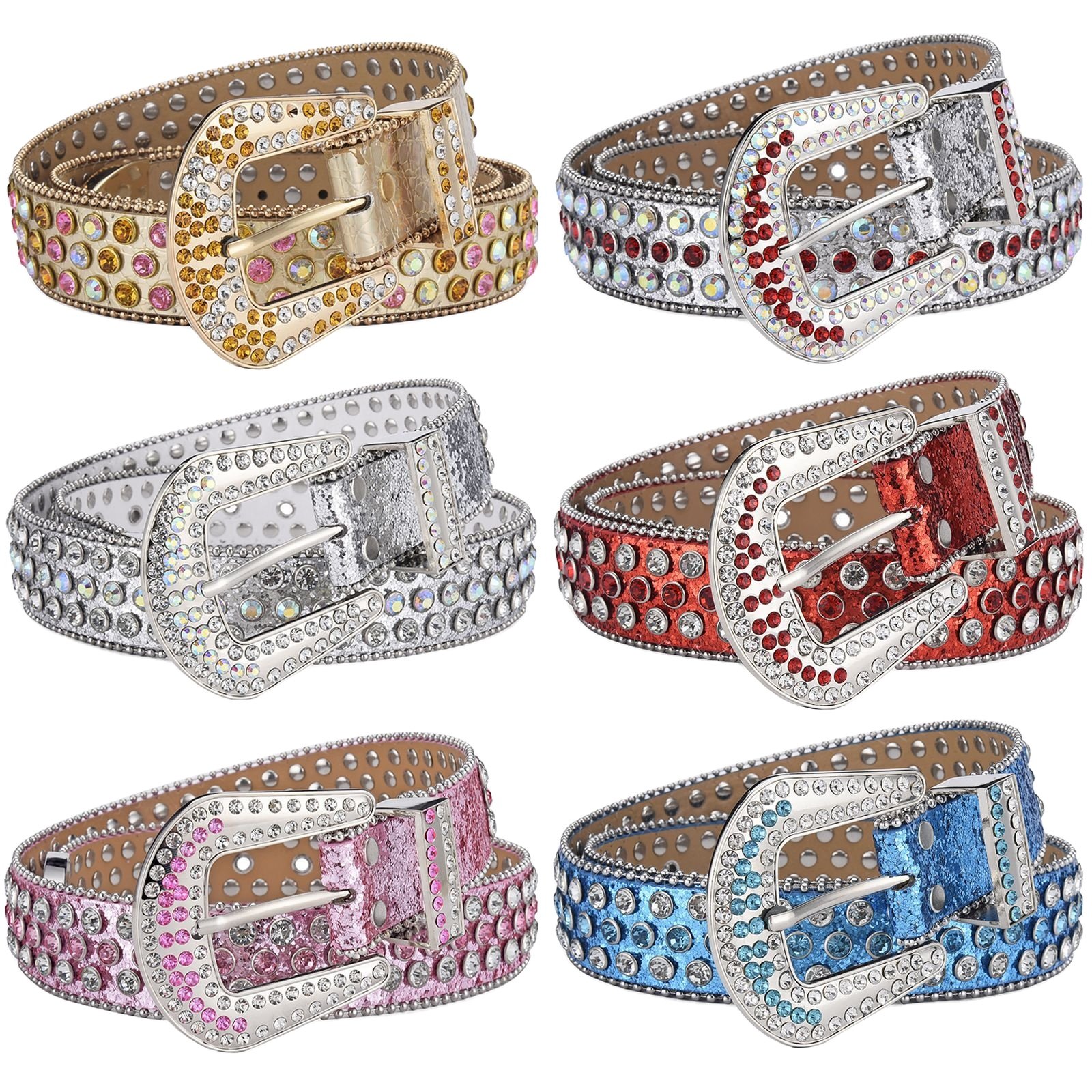 Simon Sparkle BB Custom Crystal Studded Rhinestone Belt for Men Bling Bling Diamond Cowboy for Women Fabric Belts Custom Buckle