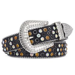 Simon Sparkle BB Custom Crystal Studded Rhinestone Belt for Men Bling Bling Diamond Cowboy for Women Fabric Belts Custom Buckle