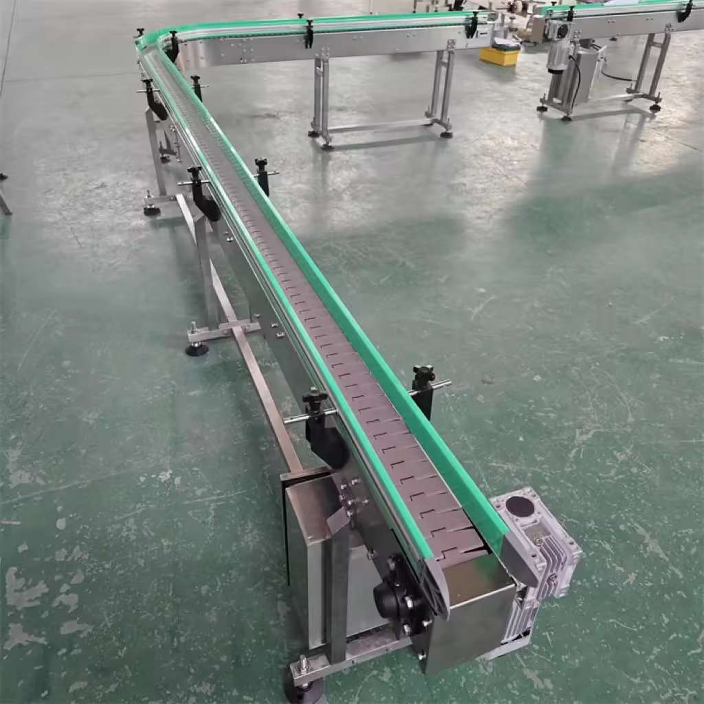 Food grade High Quality Customized Flat Top Chain Conveyor Beverage Bottle Conveying Belt