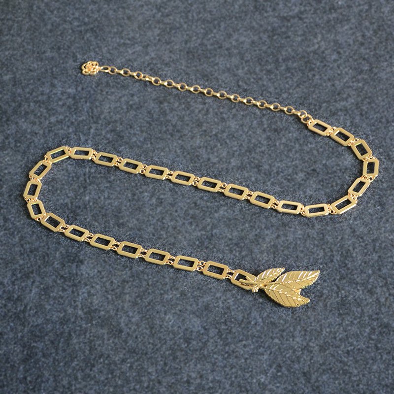 Hot Selling Personality Metal Chain Belt Leaves Decoration Waist Chain Ladies Belt For Dress