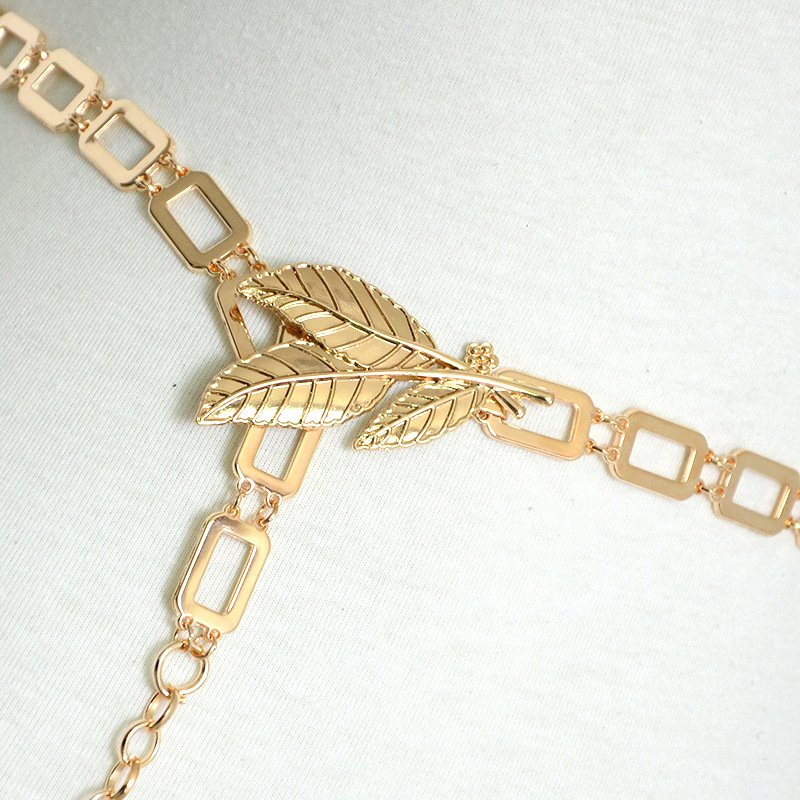 Hot Selling Personality Metal Chain Belt Leaves Decoration Waist Chain Ladies Belt For Dress