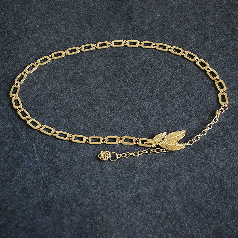 Hot Selling Personality Metal Chain Belt Leaves Decoration Waist Chain Ladies Belt For Dress