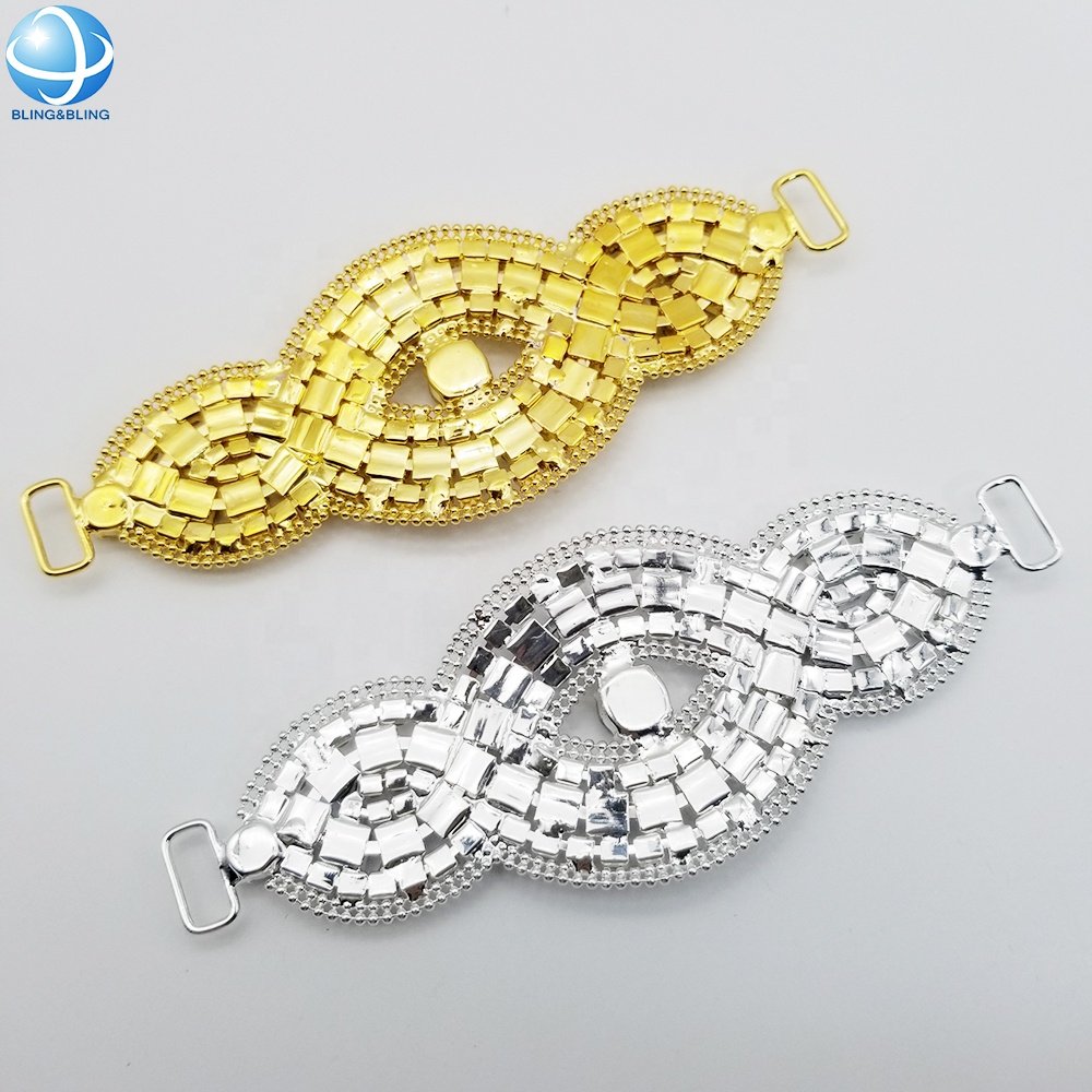 Wholesale New style crystal buckle bikini connector oval chain accessory for swimwear