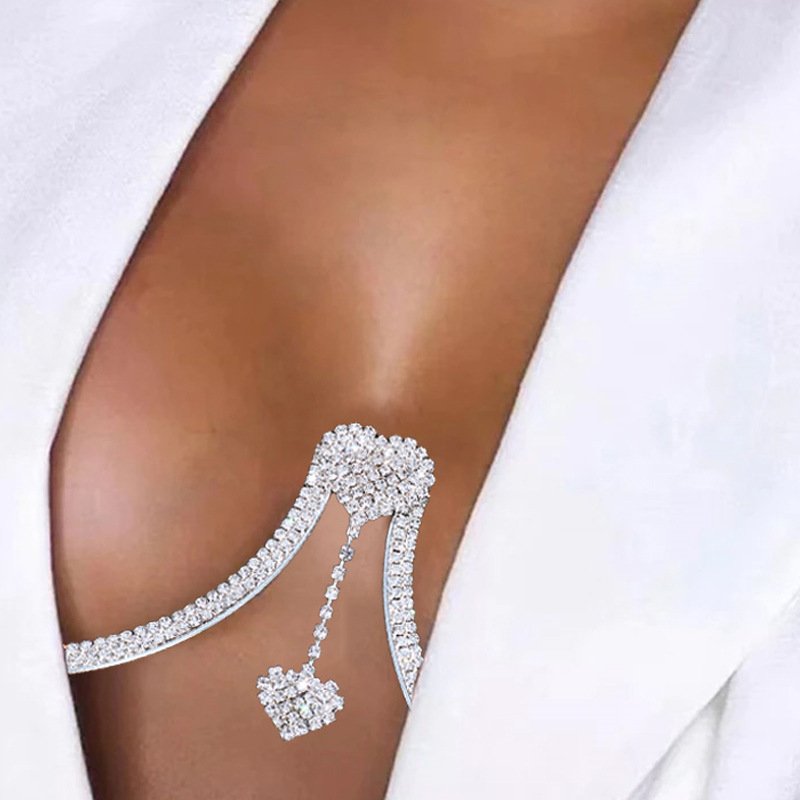 Factory Prices Women Sexy Nightclub Bikini Bra Chain Rhinestone Fringe Chest Chain Wholesale Body Jewelry