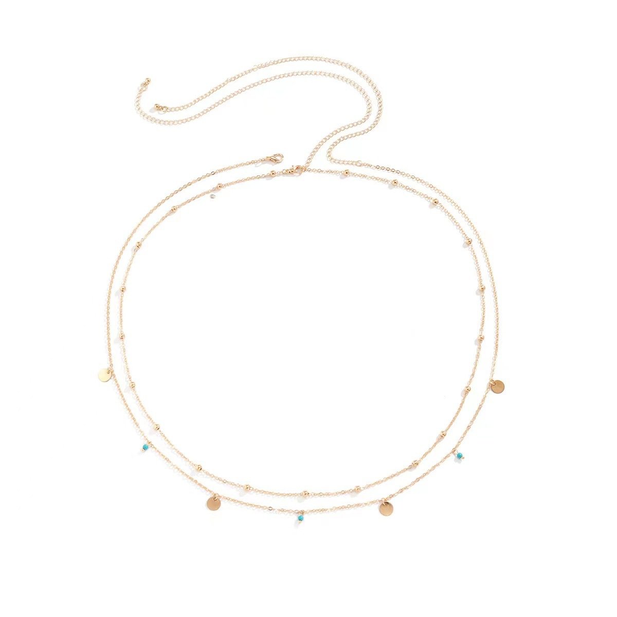 2023 hot sale fashion fine jeweley woman sexy body chain face chian gold Double pearl shiny waist chain for women