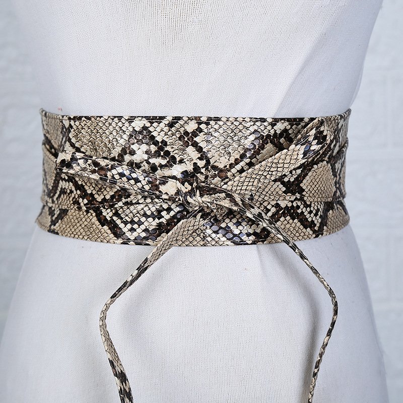 Alfa Women's Faux Leather Wrap Around Obi Style Cinch Waistband Black Cummerbund Brown Women Belt