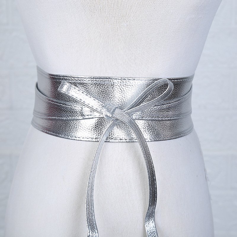 Alfa Women's Faux Leather Wrap Around Obi Style Cinch Waistband Black Cummerbund Brown Women Belt
