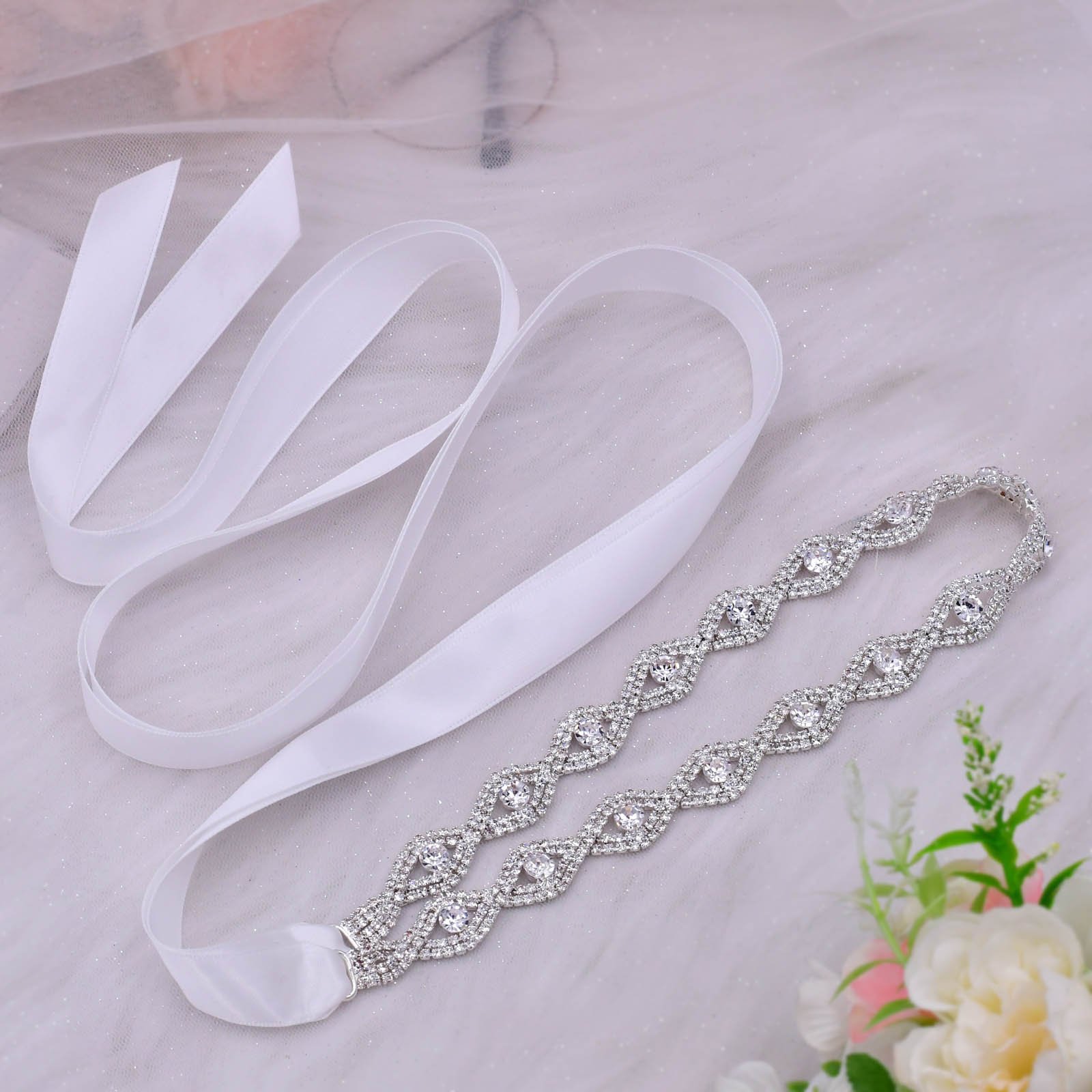 Alloy Garland Waist Jewelry belt crystal rhinestone Waist band with silk ribbon for bride wedding formal dress ornament