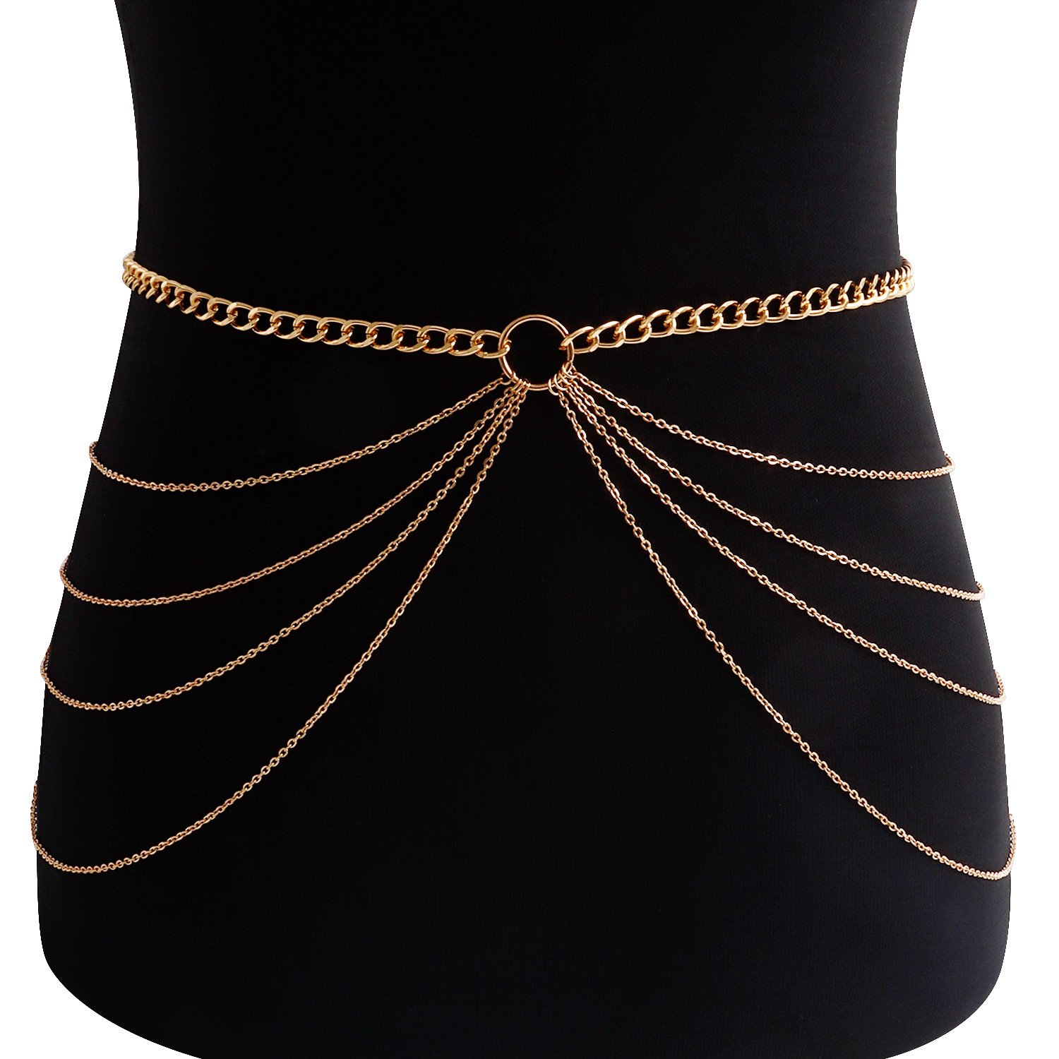 Fancy Punk Belly Dance Bikini Accessories Belt Body Jewelry Girls Sexy Golden Waist Chain