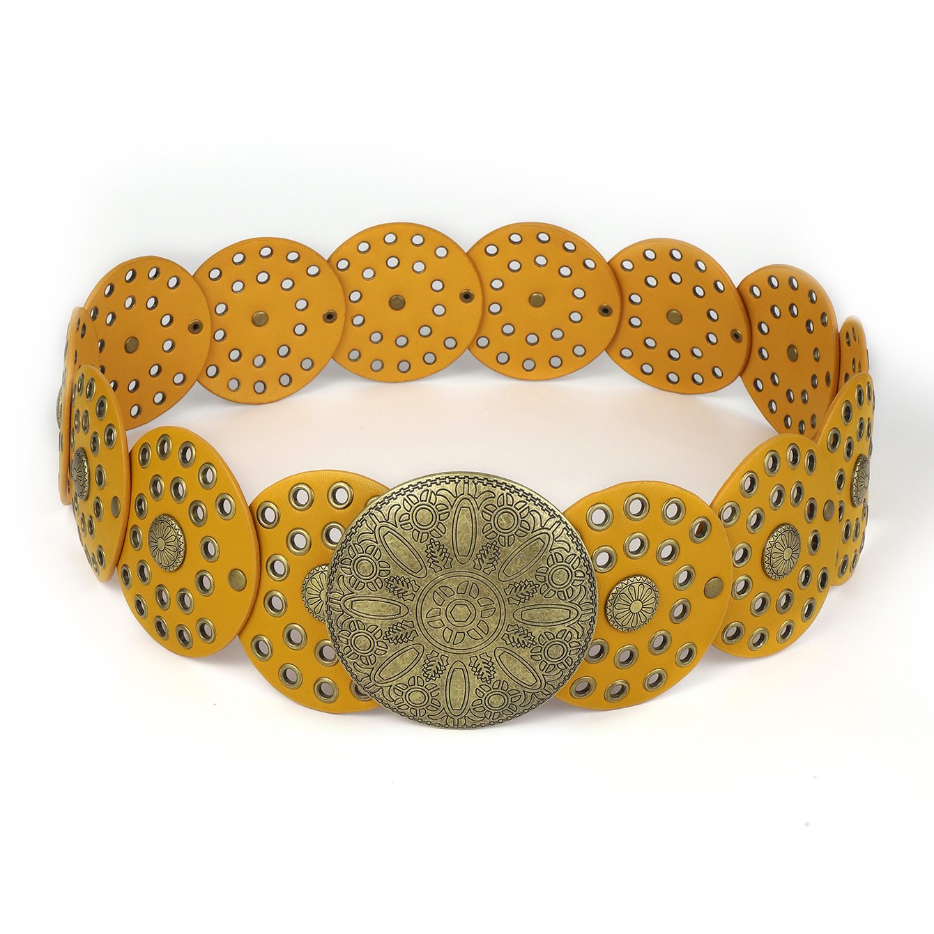 Western Vintage Buckle Round Rivet Leather Belt women high quality fashion accessories metal decorative waist chain Y2K belt
