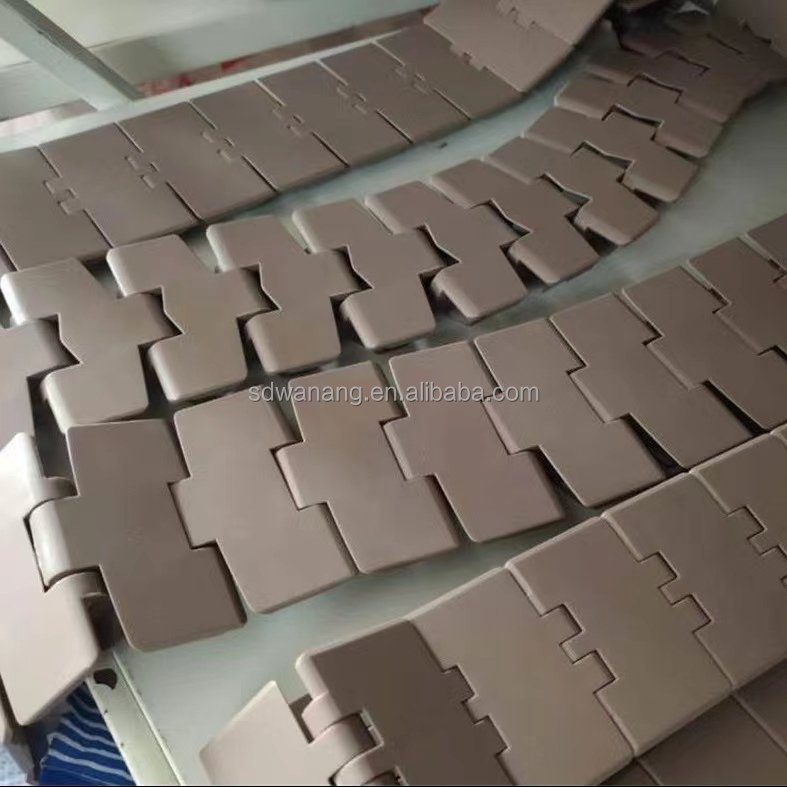 Plastic chain plate conveyor belt POM820 single and double hinged straight transport flat top line 821 chain plate