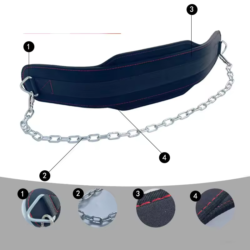 lumbar back braces Comfortable Neoprene Gym Equipment Weighted Chain Waist Support Weightlifting Pull-up Dipping Belt With Chain