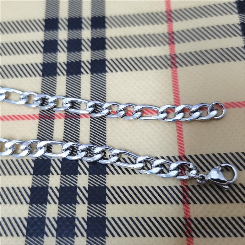 Stainless Steel Metal Hip Hop Men/women Lobster Clasp chain Bracelet NK 3:1 Figaro chain Bracelet