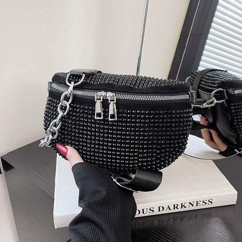 Bling Rhinestone Waist Bag for Women Crystal Diamond Fanny Pack Fashion Chest Bag