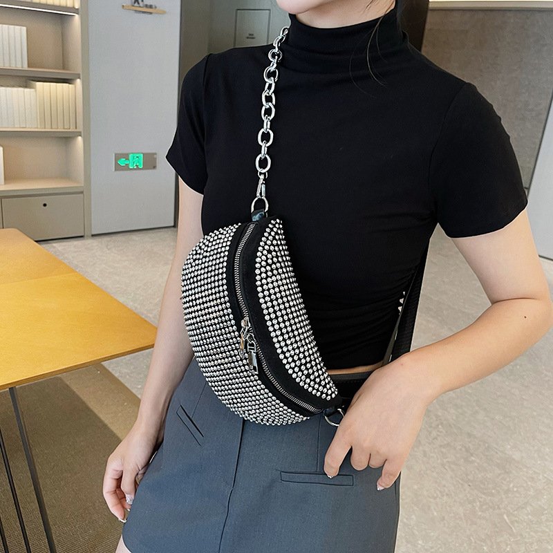 Bling Rhinestone Waist Bag for Women Crystal Diamond Fanny Pack Fashion Chest Bag