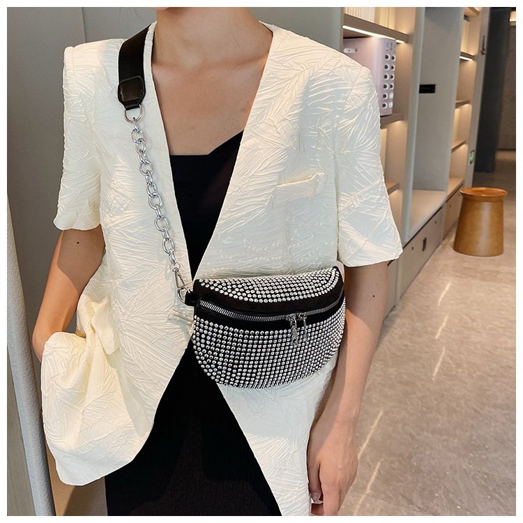 Bling Rhinestone Waist Bag for Women Crystal Diamond Fanny Pack Fashion Chest Bag