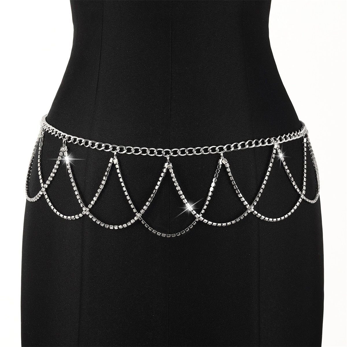 Wholesale Sexy Waist Chain Belt Layered Rhinestone Belly Body Chain Fashion Nightclub Party Accessories