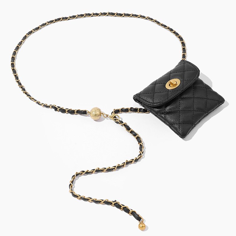 Children's New Popular Gold Ball Chain Crossbody Waist Pack Cute Casual Western Style Metal Belt with Chain Bag