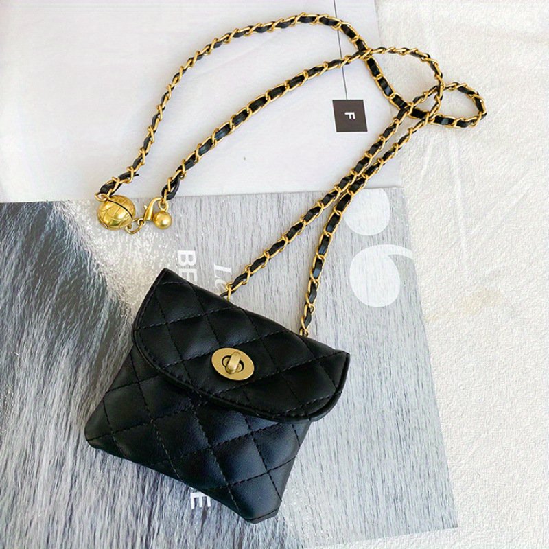 Children's New Popular Gold Ball Chain Crossbody Waist Pack Cute Casual Western Style Metal Belt with Chain Bag