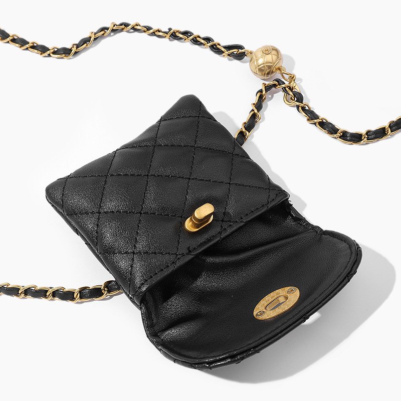 Children's New Popular Gold Ball Chain Crossbody Waist Pack Cute Casual Western Style Metal Belt with Chain Bag