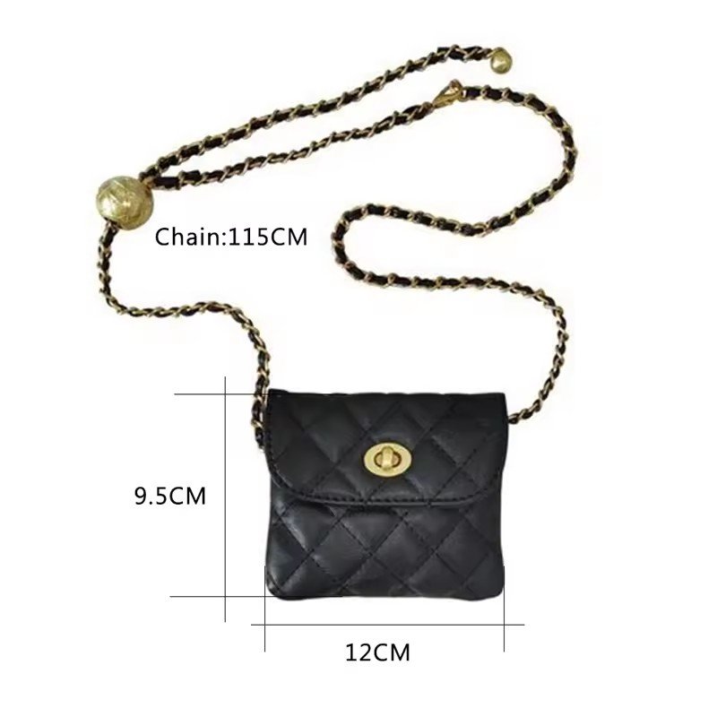 Children's New Popular Gold Ball Chain Crossbody Waist Pack Cute Casual Western Style Metal Belt with Chain Bag