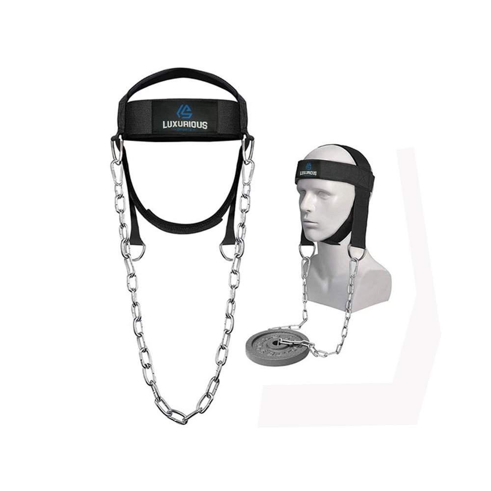 Adjustable Head and Chin Neoprene Strap Weight Lifting Neck Training Head Harness Exercise with Chain Belt for Home and Gym