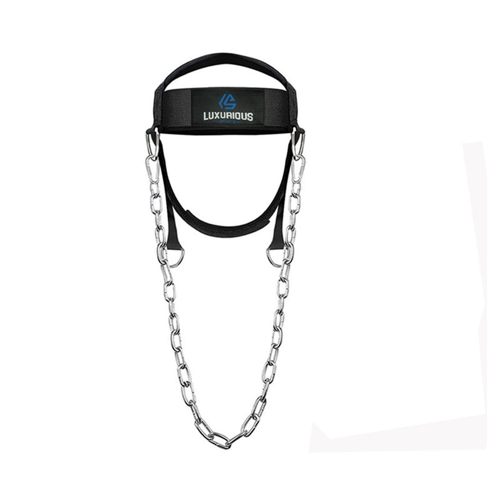 Adjustable Head and Chin Neoprene Strap Weight Lifting Neck Training Head Harness Exercise with Chain Belt for Home and Gym