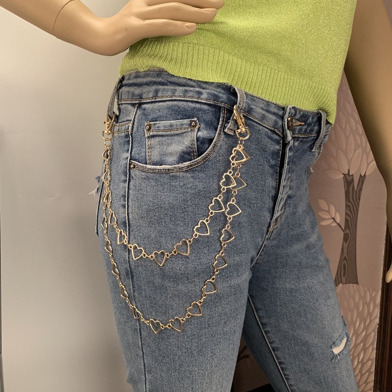 fashionable design gold and silver heart chain pants belts alloy multi-functional chains multi layer belly chain