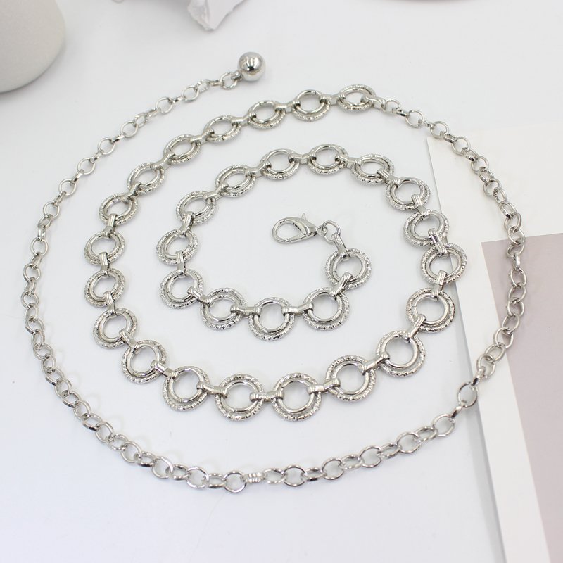 New Trendy Vintage Fashion Style Girls Round Gold Silver Plated Chain Belt Retro Metal Sexy Waist Chains Belt for Women