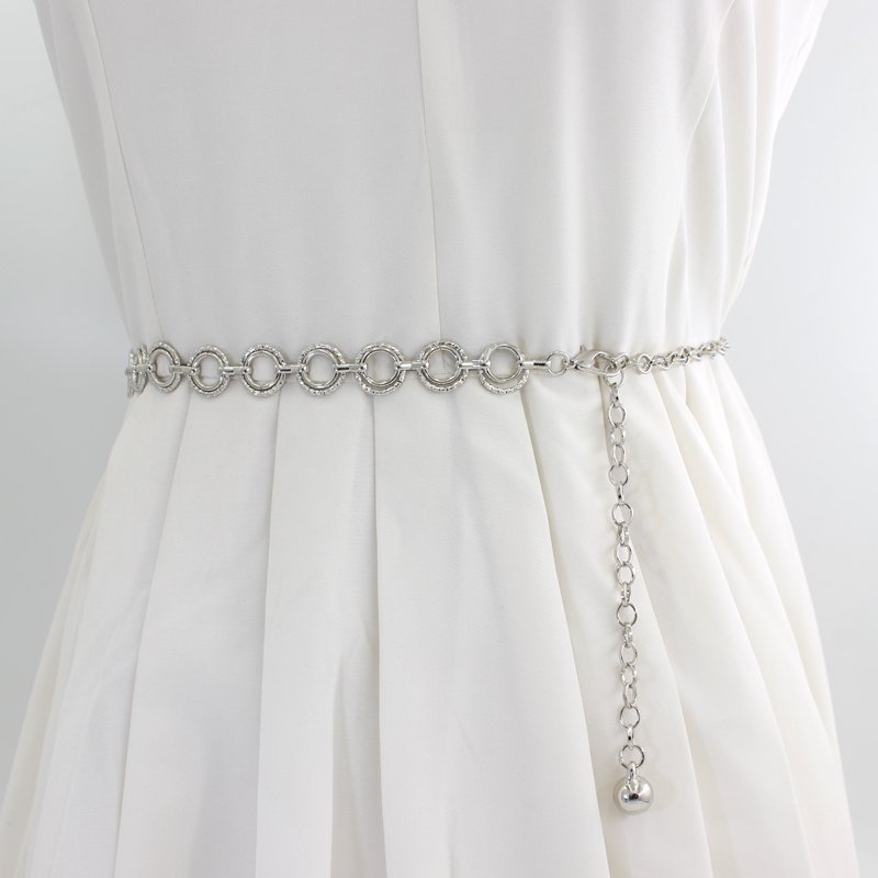 New Trendy Vintage Fashion Style Girls Round Gold Silver Plated Chain Belt Retro Metal Sexy Waist Chains Belt for Women